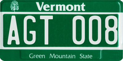 VT license plate AGT008