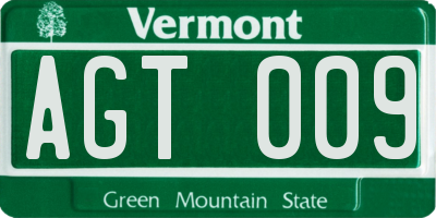 VT license plate AGT009
