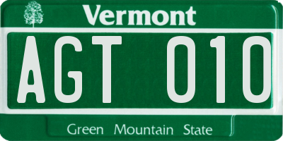 VT license plate AGT010