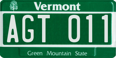 VT license plate AGT011