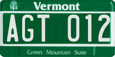 VT license plate AGT012