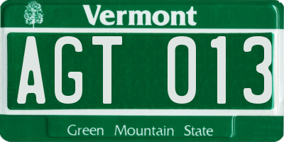 VT license plate AGT013