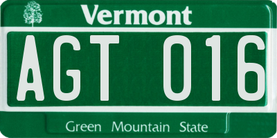 VT license plate AGT016