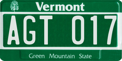 VT license plate AGT017