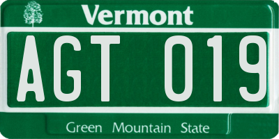 VT license plate AGT019