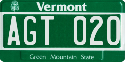 VT license plate AGT020