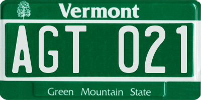 VT license plate AGT021