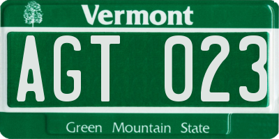 VT license plate AGT023