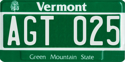 VT license plate AGT025