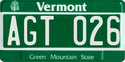 VT license plate AGT026