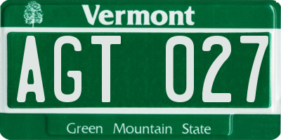VT license plate AGT027