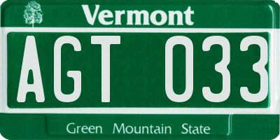 VT license plate AGT033