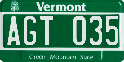 VT license plate AGT035
