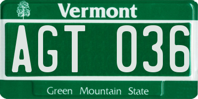 VT license plate AGT036