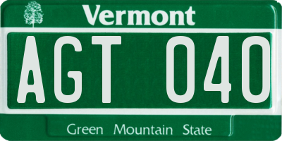 VT license plate AGT040