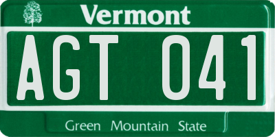 VT license plate AGT041