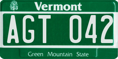 VT license plate AGT042