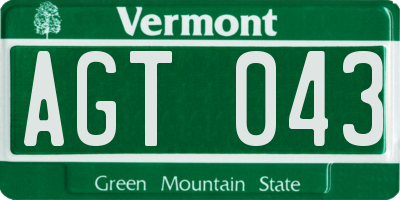 VT license plate AGT043