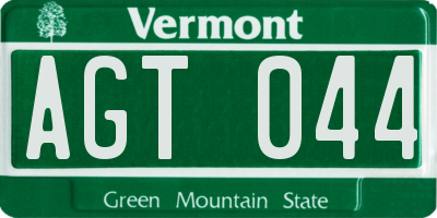 VT license plate AGT044