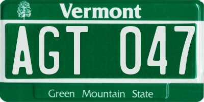 VT license plate AGT047