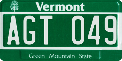 VT license plate AGT049