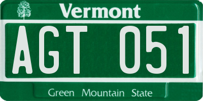 VT license plate AGT051