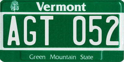 VT license plate AGT052