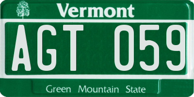 VT license plate AGT059