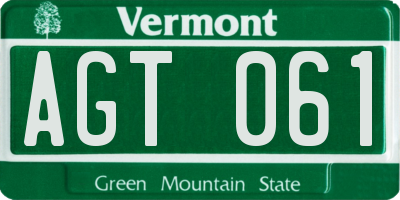 VT license plate AGT061