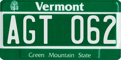 VT license plate AGT062