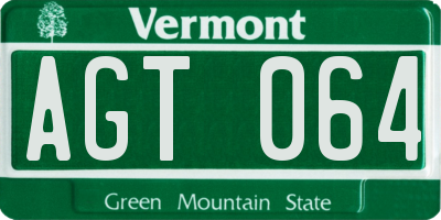 VT license plate AGT064