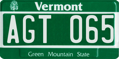 VT license plate AGT065