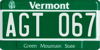 VT license plate AGT067