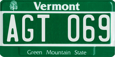 VT license plate AGT069