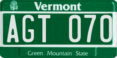 VT license plate AGT070