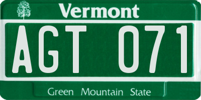 VT license plate AGT071