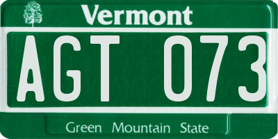 VT license plate AGT073