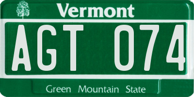 VT license plate AGT074
