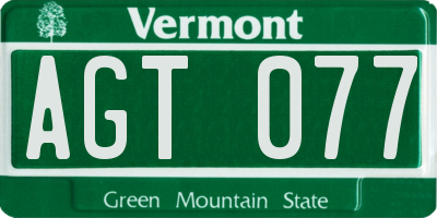 VT license plate AGT077