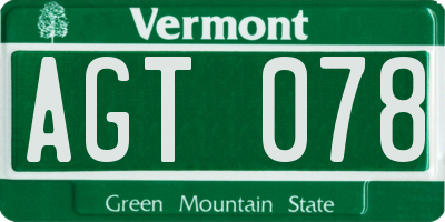 VT license plate AGT078