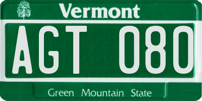 VT license plate AGT080