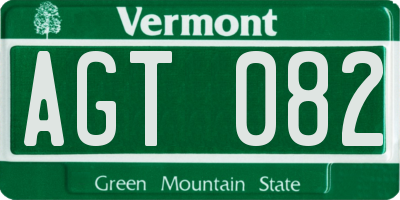 VT license plate AGT082