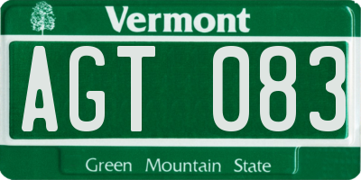 VT license plate AGT083