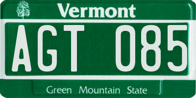 VT license plate AGT085
