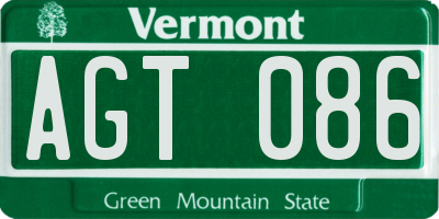 VT license plate AGT086