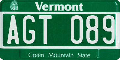 VT license plate AGT089