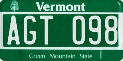 VT license plate AGT098