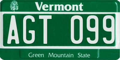 VT license plate AGT099