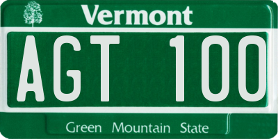 VT license plate AGT100