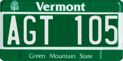 VT license plate AGT105